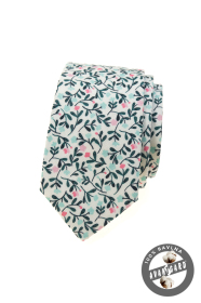 Schmale Krawatte aus Baumwolle mit buntem Muster