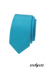 Schmale Krawatte mit türkiser matter Farbe