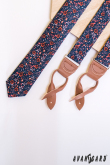 Dunkelblaue schmale Krawatte mit Blumenmuster - Breite 5 cm
